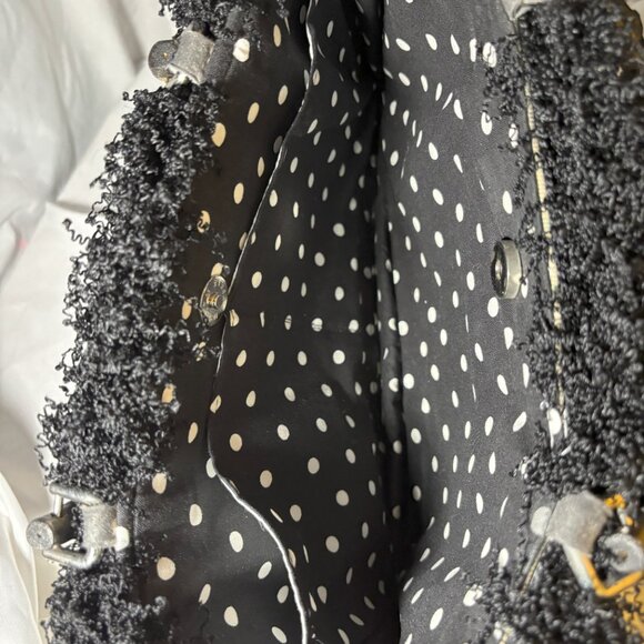 Unique Black & White Purse with Black Feathers - Picture 3 of 5